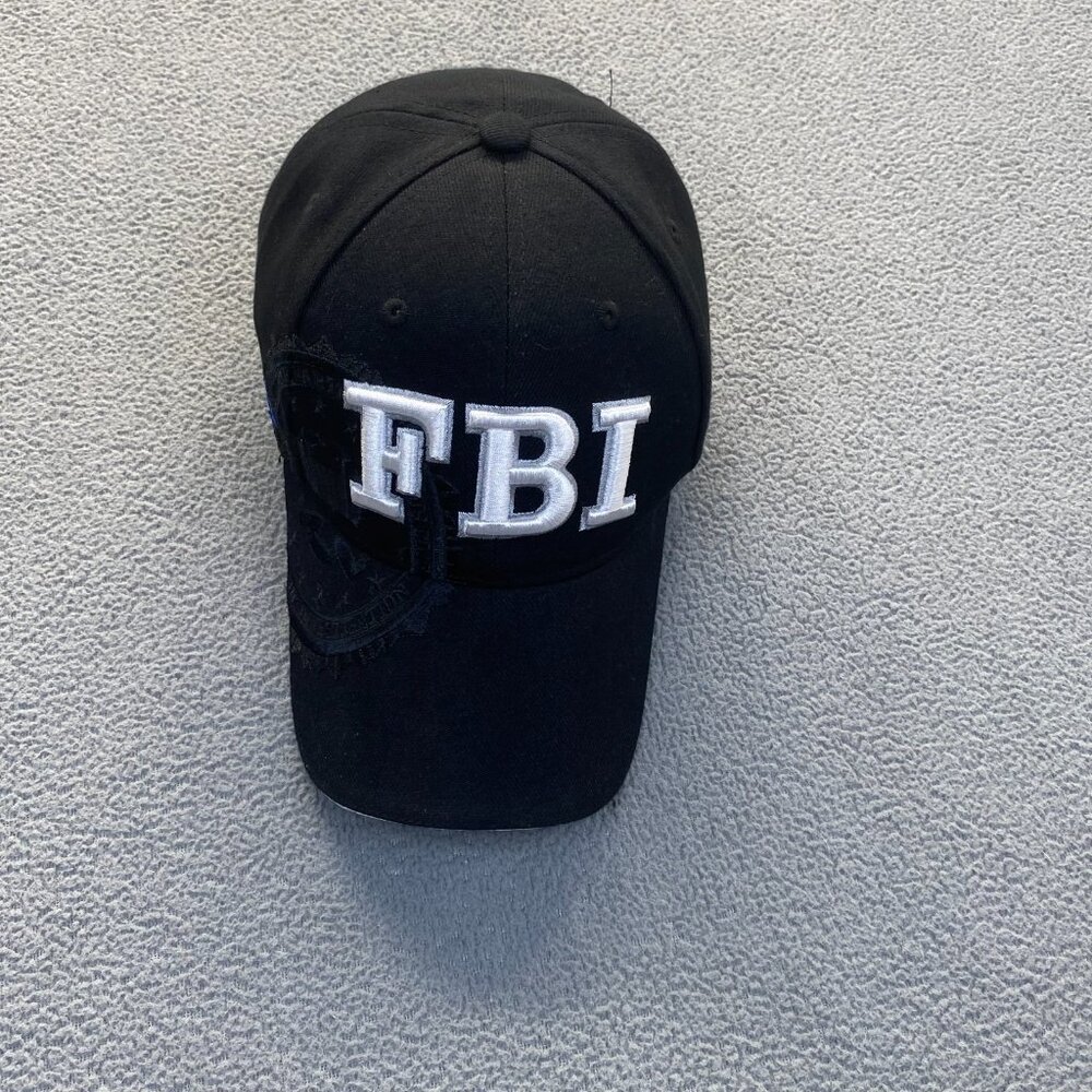 FBI USA Black Hat Cap Adult One Size Fits All Hook & Loop Embroidered